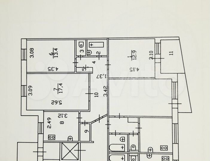 3-к. квартира, 66 м², 1/9 эт.