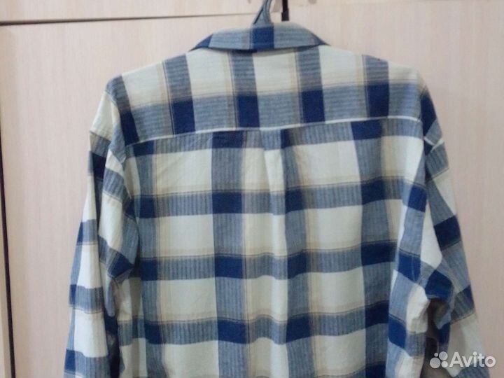 Мужская рубашка в клетку ворот 45 46. Хлопок