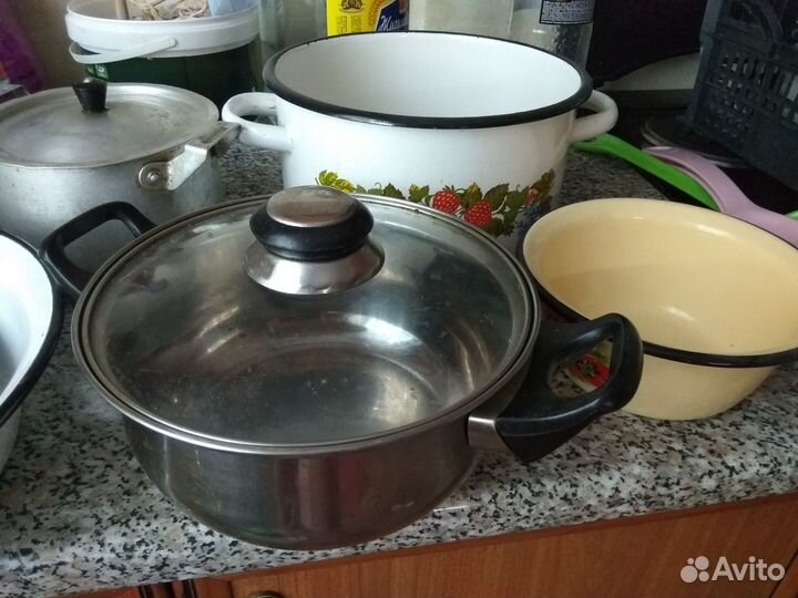 Кухонная утварь, банки, кастрюля, термос