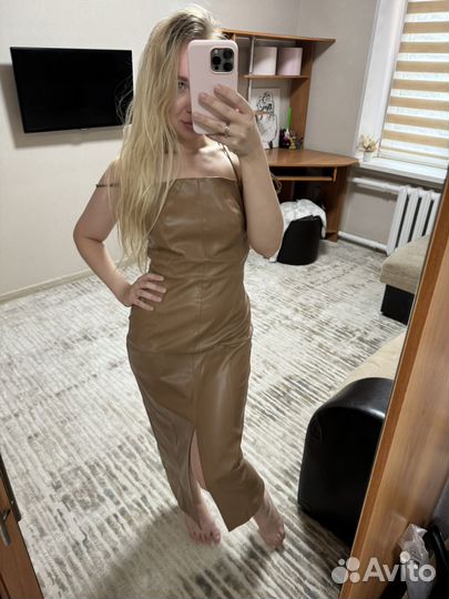 Платье из экокожи миди love republic