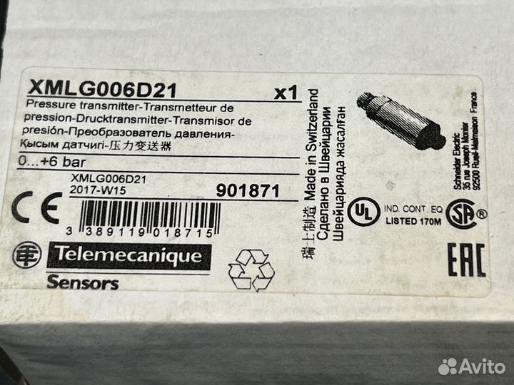 Schneider xmlg006D21 Датчик давления, новый, 10 шт