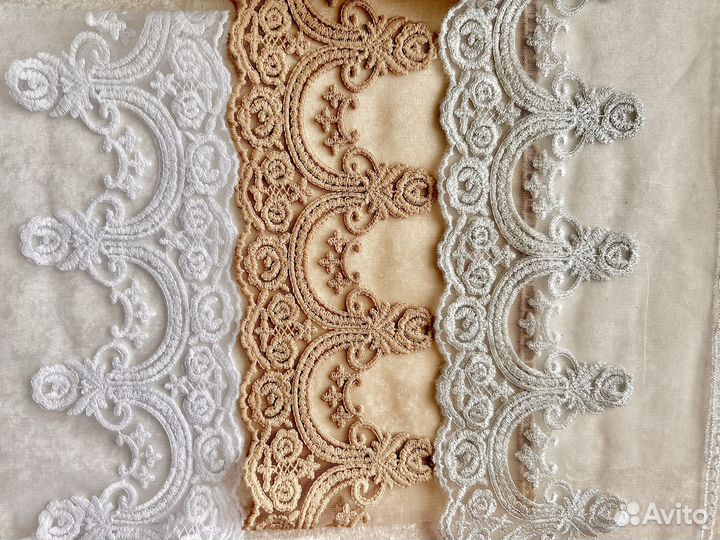 Кружево вышивка на сетке ажурное роскошное 17см