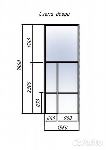 Дверь алюминиевая с фрамугой, однокамерный сп