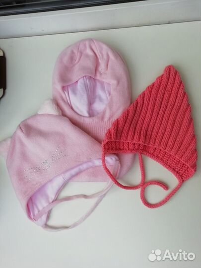 Шапки демисезонные для девочки 44-46 (6м-1.5 лет)