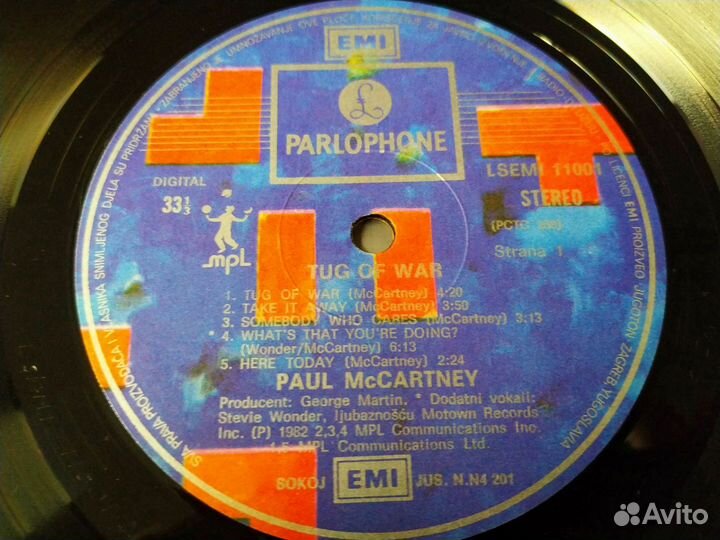 Paul McCartney Tug Of War винил 1982