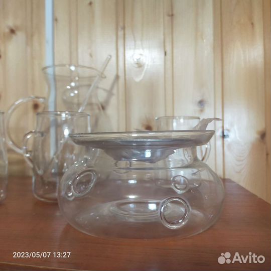 Стеклянный чайник в наборе