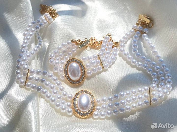 Новый комплект украшений с жемчугом