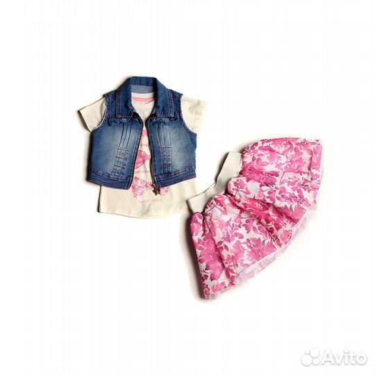 Комплект (джинсовка, футболка, юбка) новый