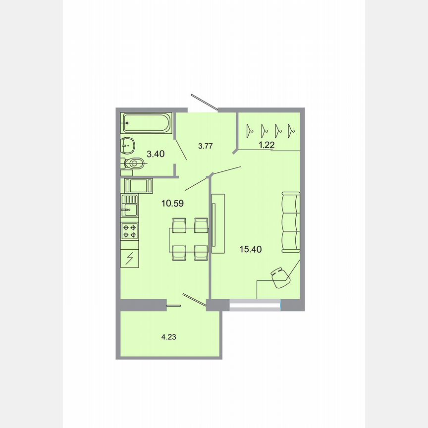 1-к. квартира, 35,9 м², 4/20 эт.