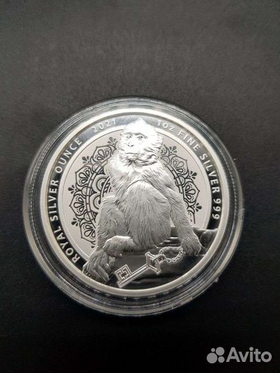 Монета Берберская Макака серебро 999 унция 1 oz