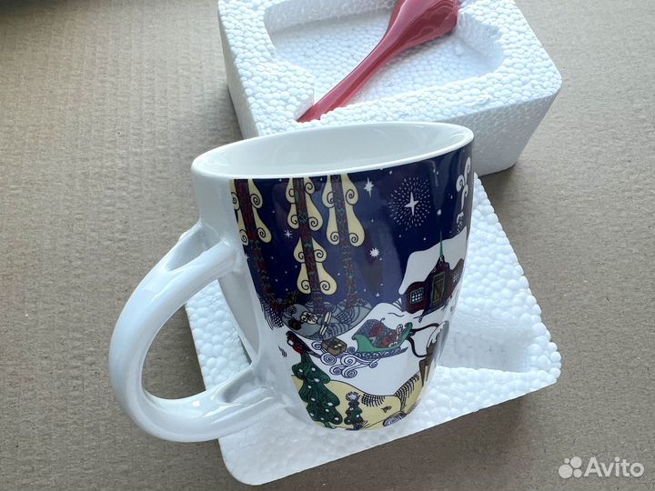 Рождественский набор керамика чашка и ложка