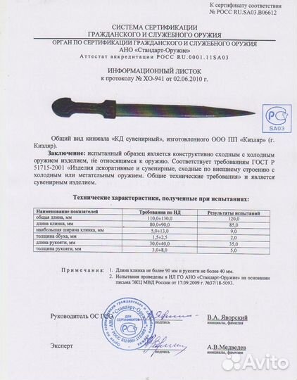 Нож сувенирный