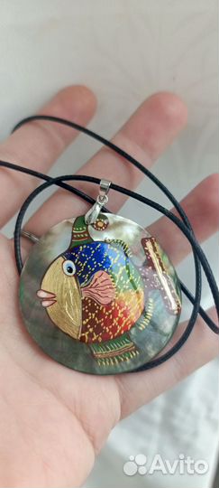Кулон рыба роспись по перламутру
