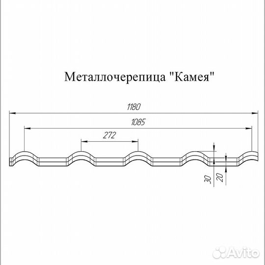Металлочерепица Grand Line Kamea, 0,5 Satin Zn 140