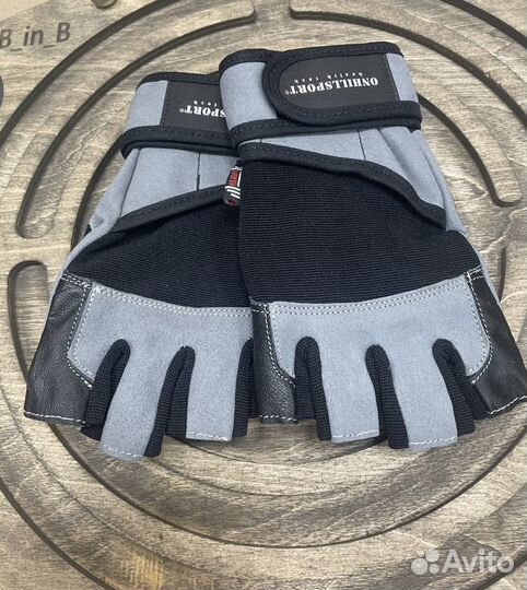 Перчатки для фитнеса с фиксатором кожа