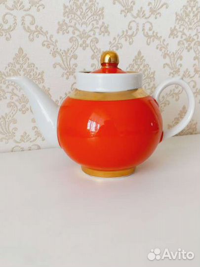 Чайная пара, чайник, чашка Рубин Дулево СССР