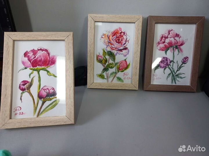 Картина акварель, акрил цветы