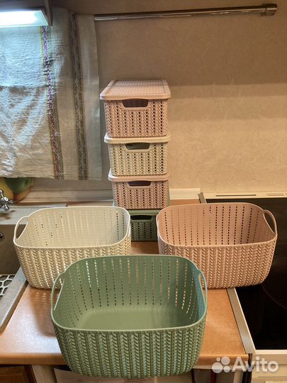 Коробки с крышками и корзиночки « Вязание»