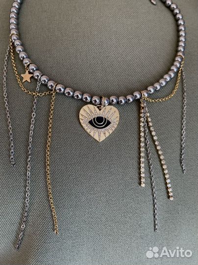 Колье чокер из гематита Poison Drop ручная работа