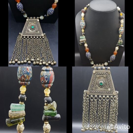 Бусы этнические. С массивной подвеской