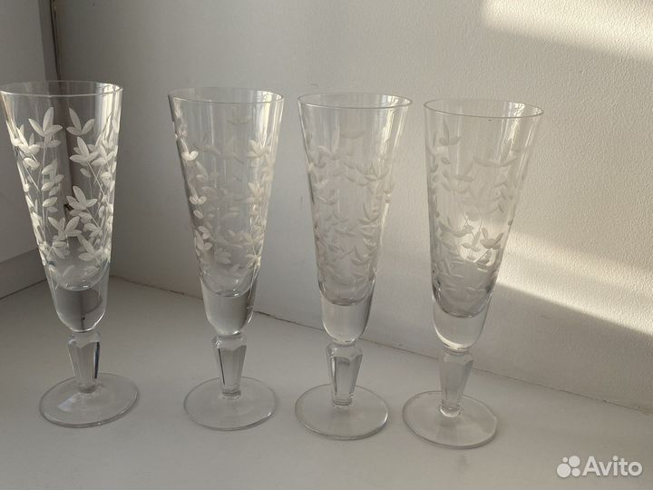 Фужеры весна Е.Рогов, ваза хрустальная винтаж