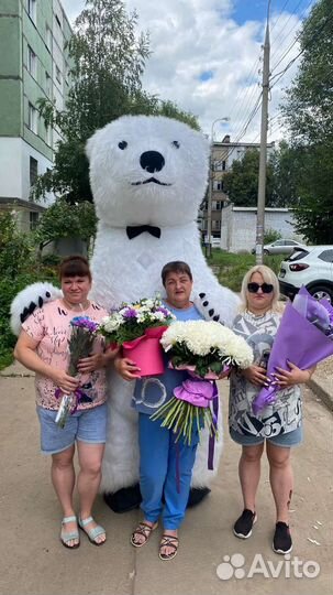 Большой белый медведь и панда поздравление