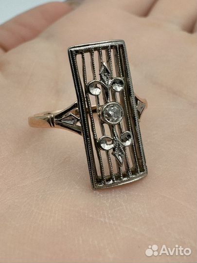 Кольцо золото 583 СССР бриллиант 0.04 карат лю