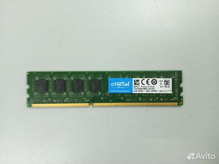 Оперативная память Crucial DDR3L 4Gb 1600Mhz