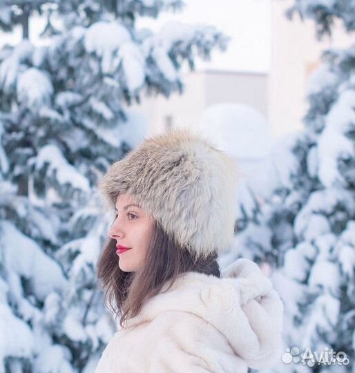 Шапка рыжая лиса женская