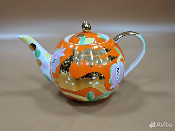 Заварочный чайник. Золотой олень. Дулево