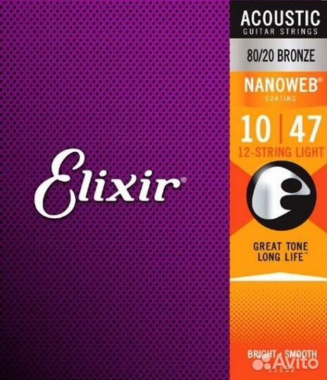 Elixir 11152 nanoweb Комплект струн для 12-струнно