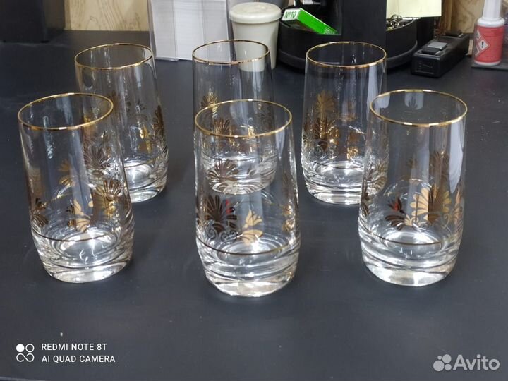 Стаканы богемия с позолоченными рисунком