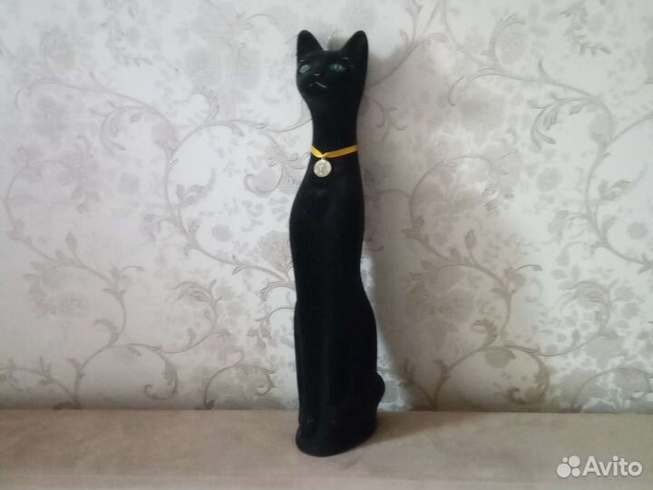 Кошка копилка фарфор бархотка высота 45 см