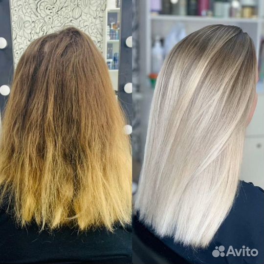 Сложное окрашивание волос, кератин