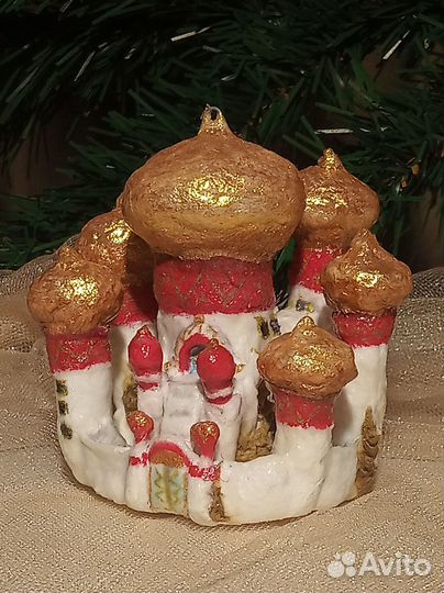 Ватные авторские елочные игрушки города