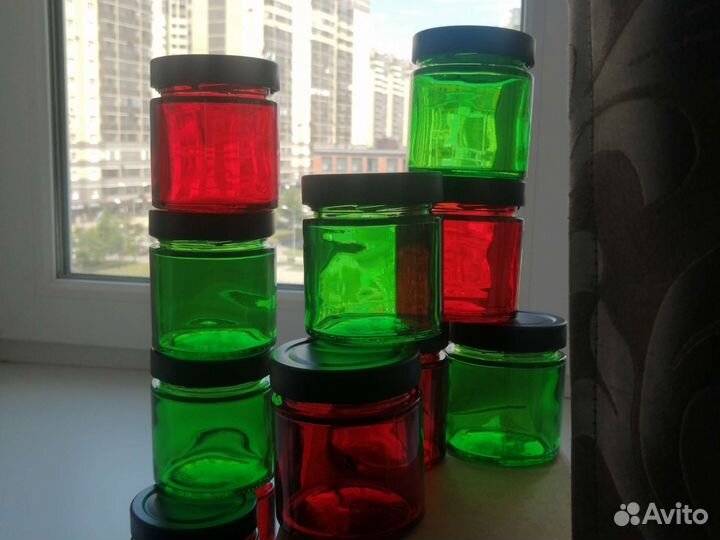 Баночки с крышкой зеленые 0,2 л