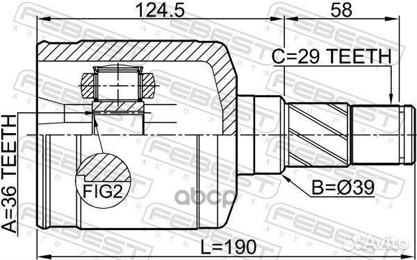 Шрус Внутренний L 36X39x29 Nissan Murano Z50