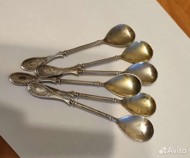 Ложки кофейные мельхиор с позолотой 6 шт