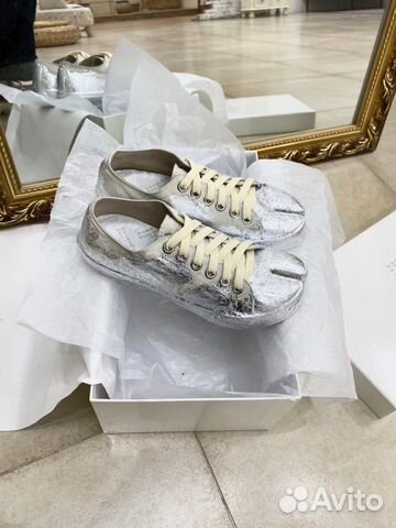 Кеды Maison Margiela silver Tabi Унисекс