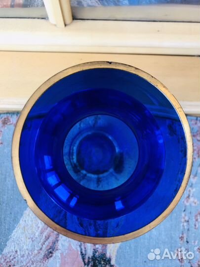 Ваза виноградная лоза синее стекло СССР