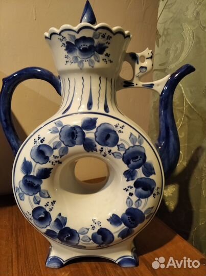 Гжель, чайник большой заварочный