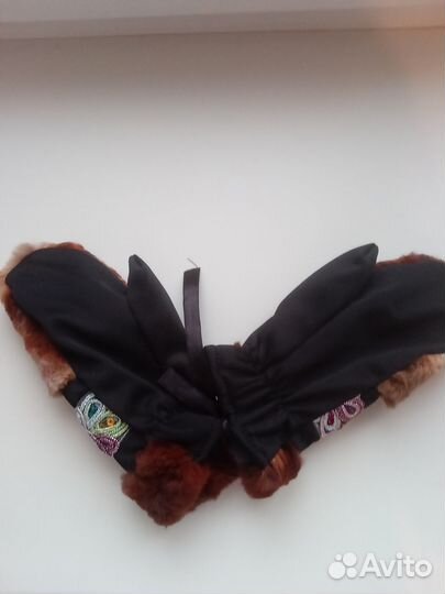 Варежки дизайнерские новые детские с мехом