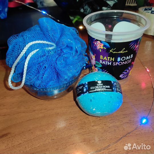 Набор Бомбочка для ванны и мочалка