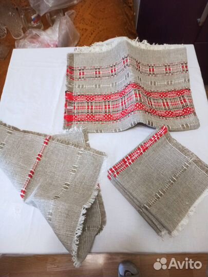Комплект тканый льняной (скатерть и салфетки)