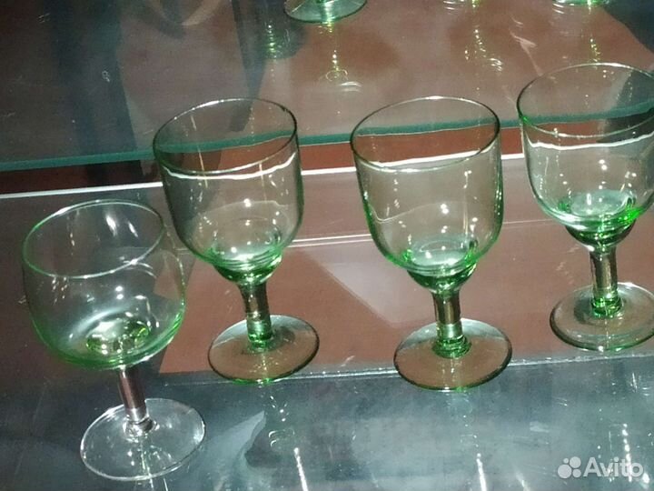 Фужеры бокалы зеленое стекло СССР. Винтаж