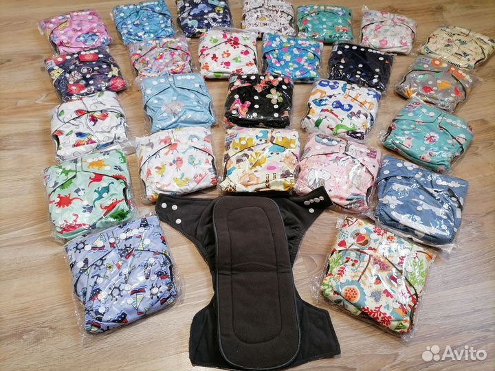 Многоразовые подгузники уголь бамбук +2 шт вклад