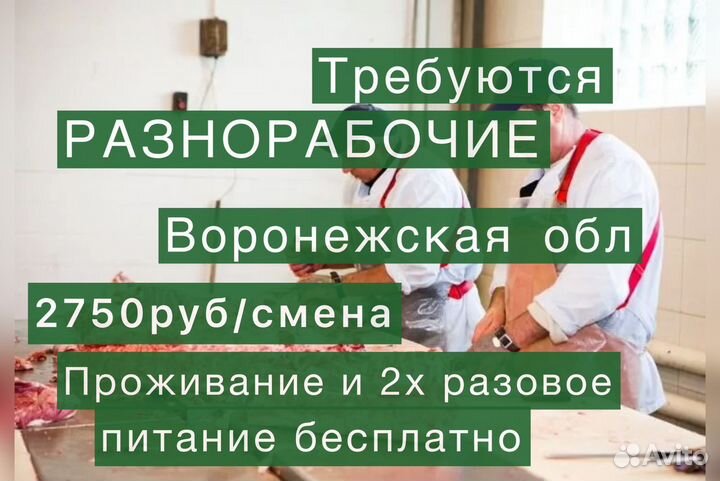 Вахта с проживанием и питанием. Разнорабочий 2750