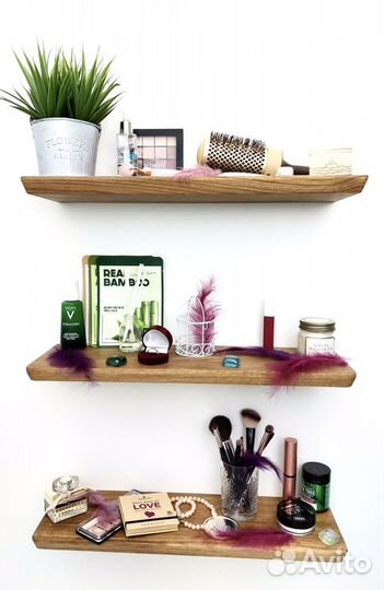 Полка настенная навесная парящая из дуба новая