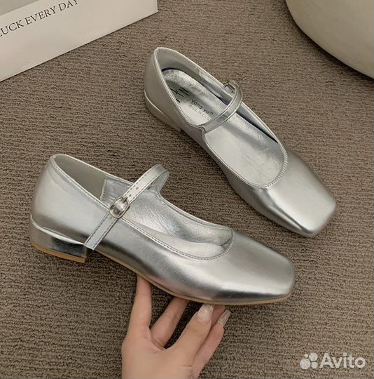 Балетки серебристые 36,37,38 Мэри Джейн