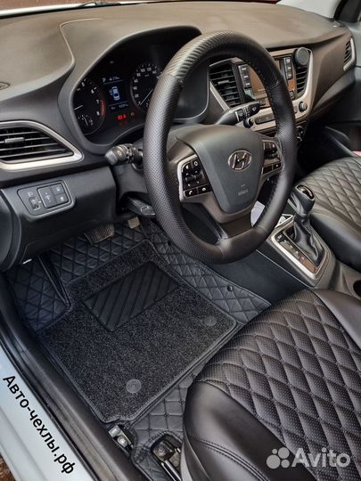 Чехлы из экокожи Хендай Солярис 2 - Киа Рио 4